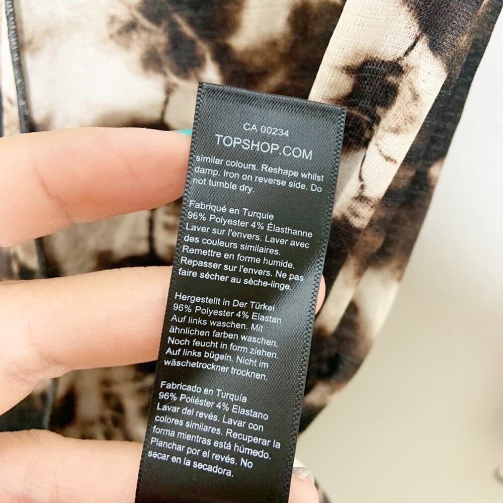 Topshop Womens Multi Tie-dye Cotton-blend Mini Dress In Brown Multi Size 2 - Picture 5 of 6